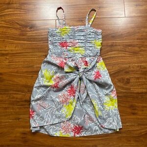 3/$25 Seventy Seven Kids Gray Watercolor Floral Tie Front Dress Size 7 Coastal